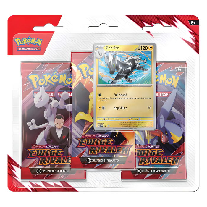 Pokémon - Karmesin & Purpur - Ewige Rivalen 3-Pack Blister Zebritz - Sprache: Deutsch