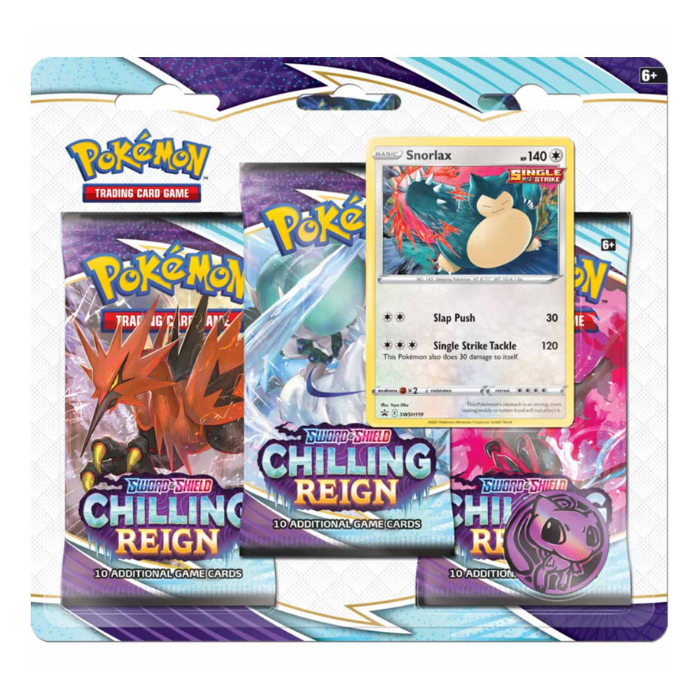 Pokémon - Sword & Shield - Chilling Reign 3-Pack Blister Snorlax - Sprache: Englisch
