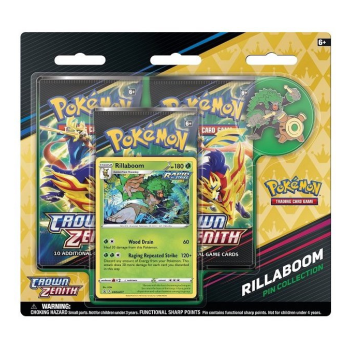 Pokémon - Sword & Shield - Crown Zenith Rillaboom Pin Collection 3-Pack-Blister - Sprache: Englisch