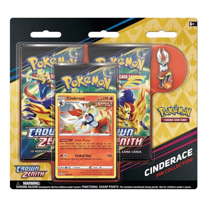 Pokémon - Sword & Shield - Crown Zenith Cinderace Pin Collection 3-Pack-Blister - Sprache: Englisch