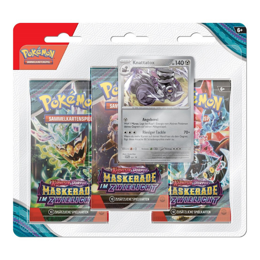 Pokémon - Karmesin & Purpur - Maskerade im Zwielicht 3-Pack Blister Knattatox - Sprache: Deutsch