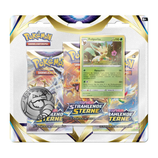 Pokémon - Schwert & Schild - Strahlende Sterne 3-Pack Blister Folipurba - Sprache: Deutsch
